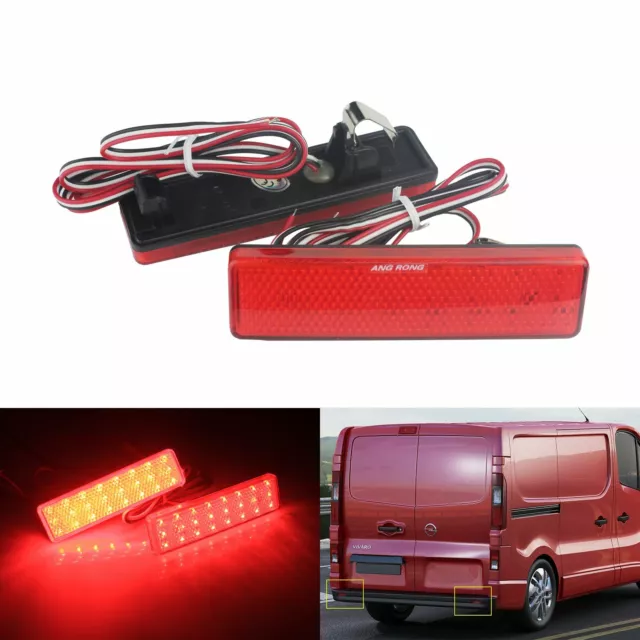 2x LED Rear Bumper Reflector Signal Tail Brake Lights For Opel Vauxhall Nissan