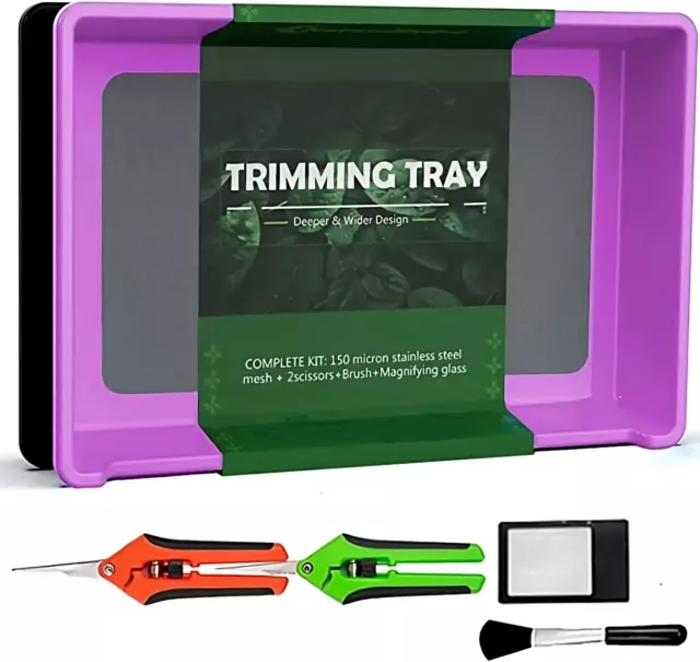 Trim Tray Kit: 150 Micron Stainless Steel Screen with 2 Pairs of Scissors, Brush