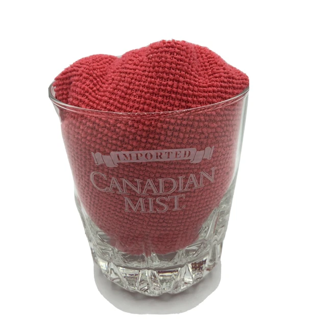 1997 Holiday Canadian Mist Imported Rocks or Low Ball Glass Etched Barware EUC