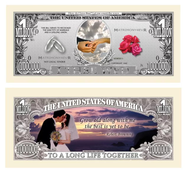 Pack of 50 - Wedding One Million Dollar Bill Collectible Novelty