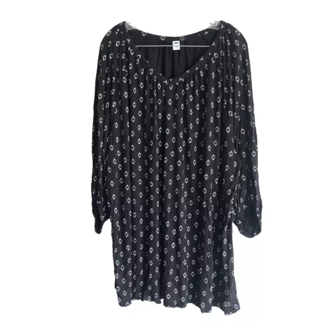 Old Navy Women's Blouse Plus 4X Geometric Black Boho Peasant 100% Rayon