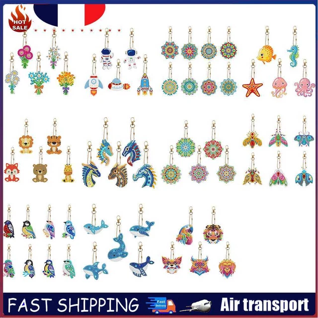 5pcs Diamond Painting Keychain DIY Special-shaped Drill Key Ring Pendant Decor