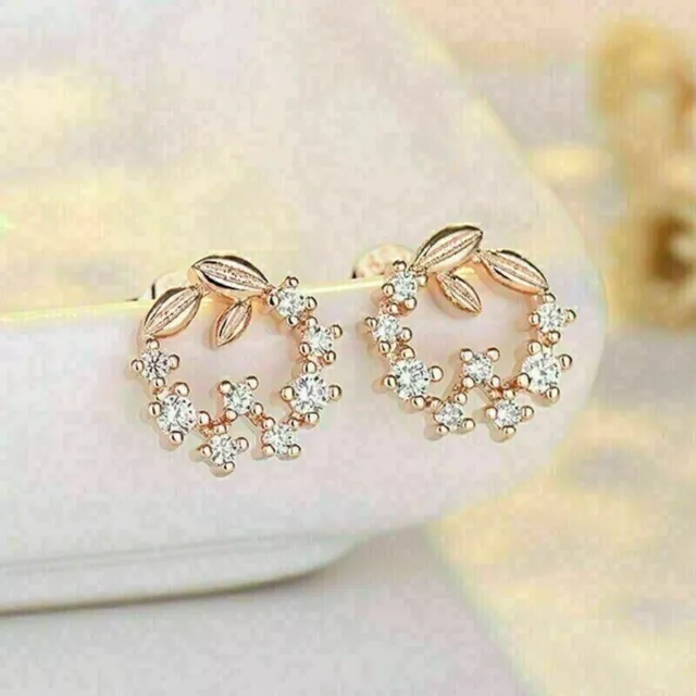 2Ct Round Cut Natural Moissanite Women's Stud Earrings 14K Rose Gold Plated