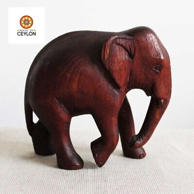 Wood Elephant Sculpture Lucky Statue Hand Carved Wooden Figurine handmade
