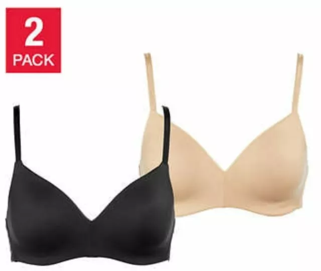 Calvin Klein Ladies' Wirefree Bra, 2-pack (black abd beige)