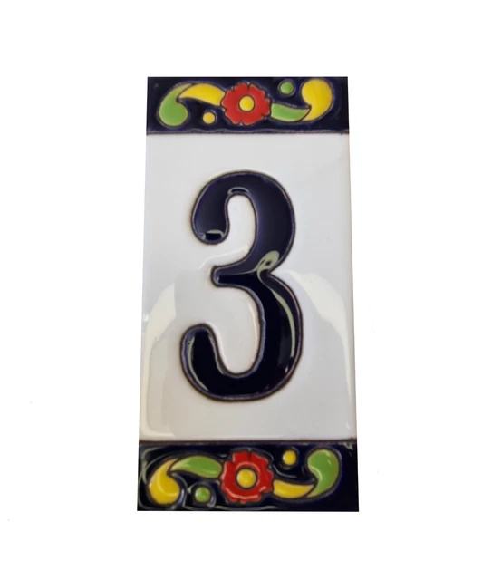 15cm x 7.5cm Hand-painted Large Spanish Pepper Design Ceramic House Number Tiles 3