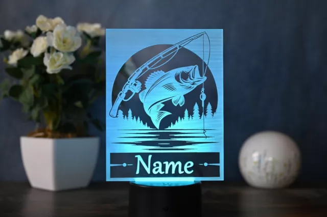 Angler Geschenkideen LED Lampe personalisierte Fisch Dekoration Tischlampe