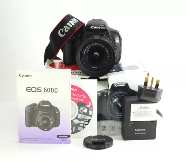 Canon EOS 600D DSLR Camera & Canon EF-S 18-55mm IS II Zoom Lens Kit Boxed