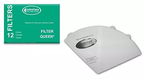 EnviroCare Replacement Vacuum Filter Cones for Filter Queen Vacuums 12 Cones,...