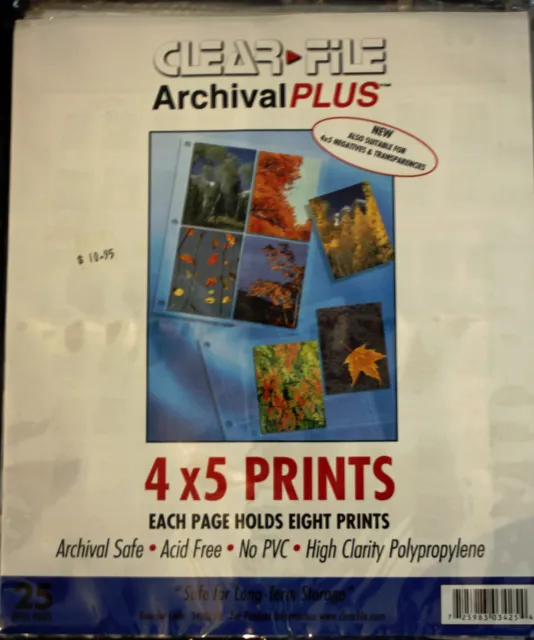 Preservador de impresión 4x5 Clear File 25 hojas archivo más transparencias negativas