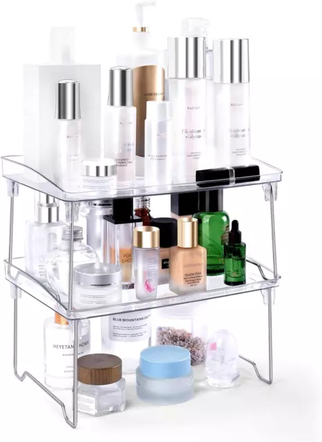 2-Tier Kitchen Rack Organizer Bathroom Countertop Skincare Makeup for Vanity