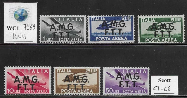 WC1_7969. TRIESTE FTT. 1947 DEMOCRATICA air mail set. Scott C1-C6. MNH