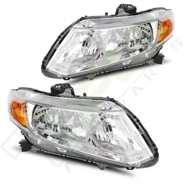 For Honda Civic 2012-2015 Headlights Assembly Kit Pair Replacement Clear Lens