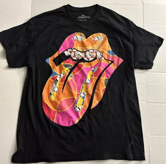 the rolling stones t shirt XL Extra Large Orange Pink Graphic