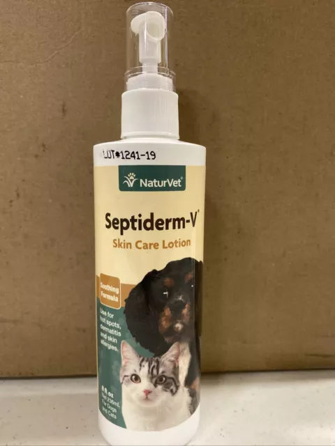 NaturVet Septiderm-V Skin Care Lotion Soothing Formula Hot Spots Dermatitis 8 oz