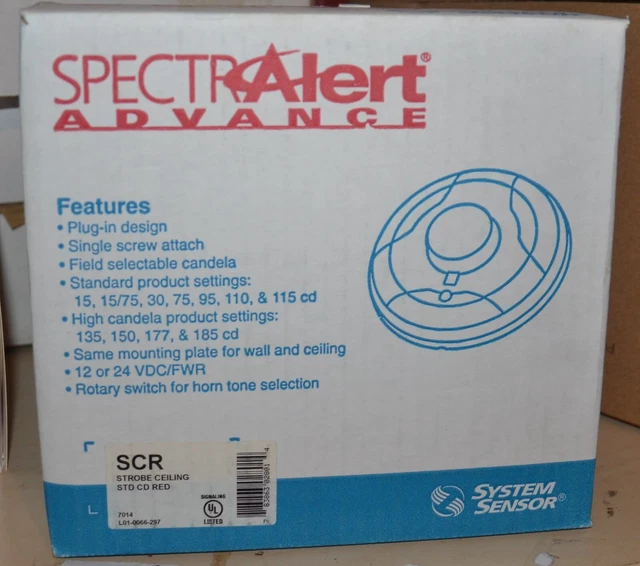 System Sensor SCR Strobe Red Ceiling Mount new SpectrAlert advance