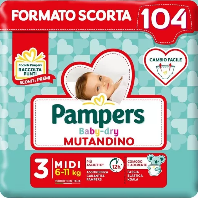 PAMPERS Baby Dry Mutandino Größe 3 Maßnahme Angebot 104 Windeln