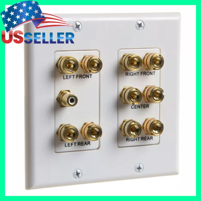 5.1 Surround Sound System Wall Plate Banana RCA Home Theater Speaker Face Plate
