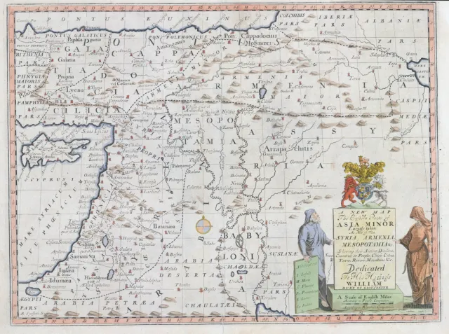 1712 A New Map of the Eastern Parts of Asia Minor Cyprus Holy Land (LM31-4)