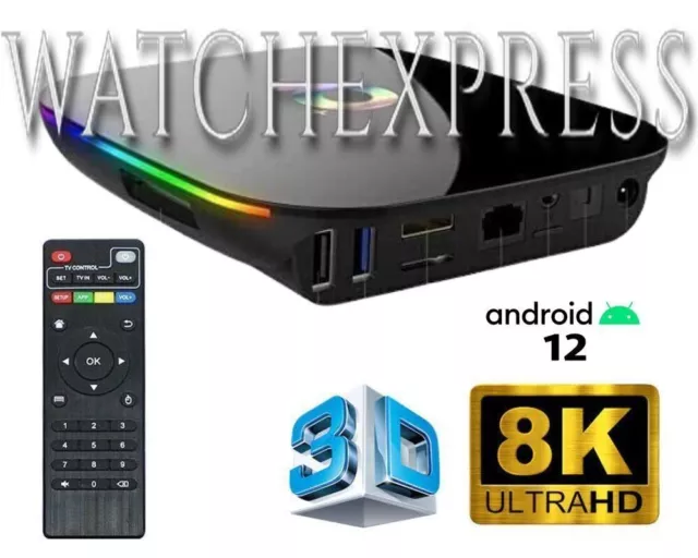 Android Smart TV Box Q Plus 12.0 WiFi 5G 8K QuadCore 8GB + 64GB Rom Full HD Ram