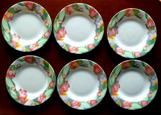 ARCOPAL 6 assiettes creuses collection fleur d'oranger et tulipe - design vintage des années 1980 Made in France - France