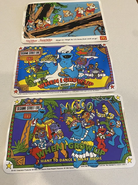ASSORTED 90'S KIDS Place Mats 1996 Disney McDonald's Sesame Street