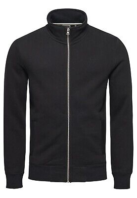 Superdry Track Top Mens Classic Logo Full Zip Sweatshirt Long Sleeve Black