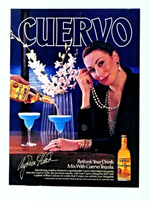 Angelica Houston Vintage 1989 Jose Cuervo Tequila  Original Print Ad 8.5 x 11"
