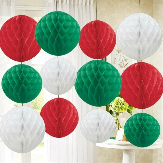 12 Stck. Weihnachten Neujahr Stoffpapier Wabenbommel Bommel Party Dekoration
