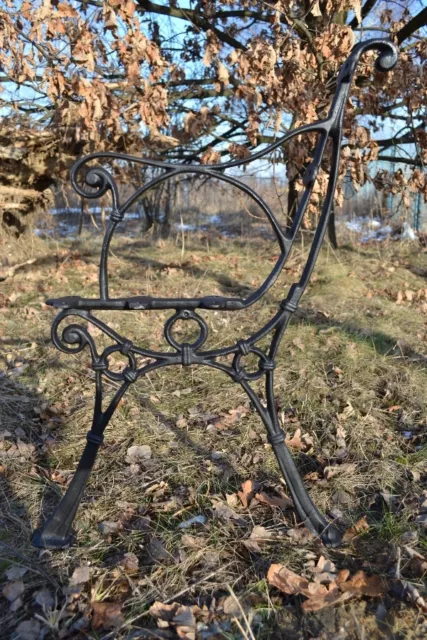 2 schöne Bankfüße Seitenteile Gartenbank aus Gusseisen Schwarz - 5 Bretter-ZAG04 2