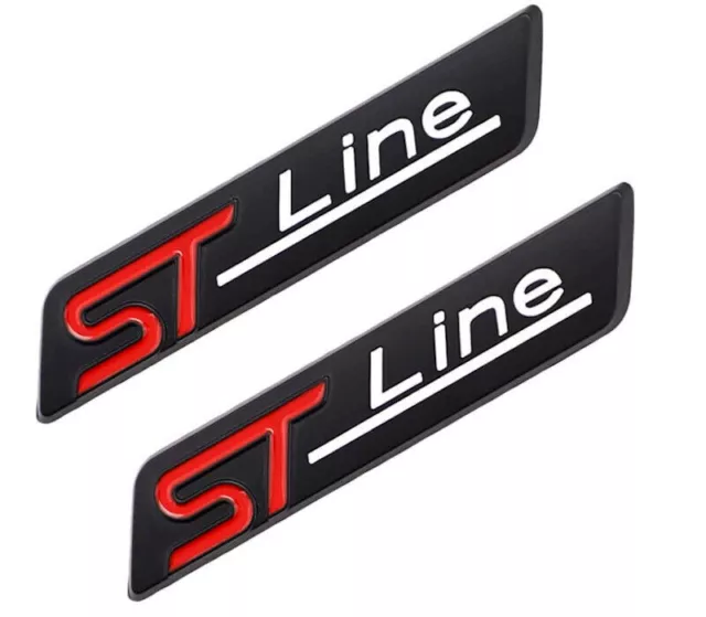 2x ST Line 3D Schriftzug für Ford Emblem Abzeichen Aufkleber Kotflügel Schwarz