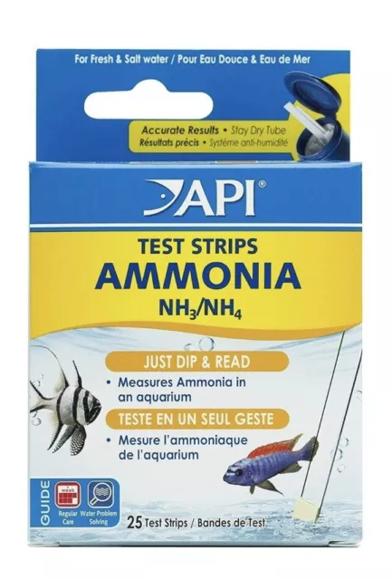 API Ammonia Test Strips Tropical Aquarium Cold or Salt Water Fish Shrimp x25 New