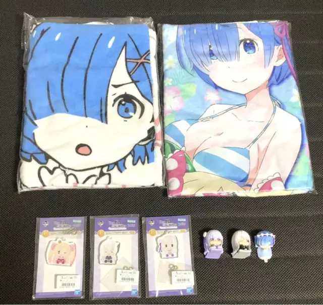 Re: Zero Figure Serviette Couverture Porte-clés Ichiban Kuji Rem Ram Twins...