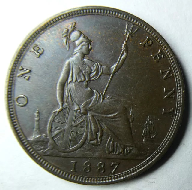Great Britain 1887  VICTORIA  PENNY coin Mint Lustred Brilliant Uncirculated 2