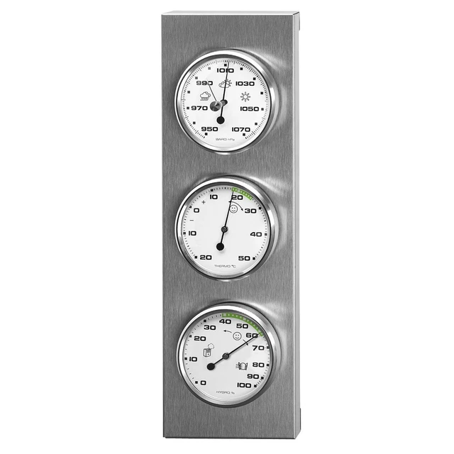 In Outdoor Weather Station Barometer Thermometer Hygrometer Stainless Steel New