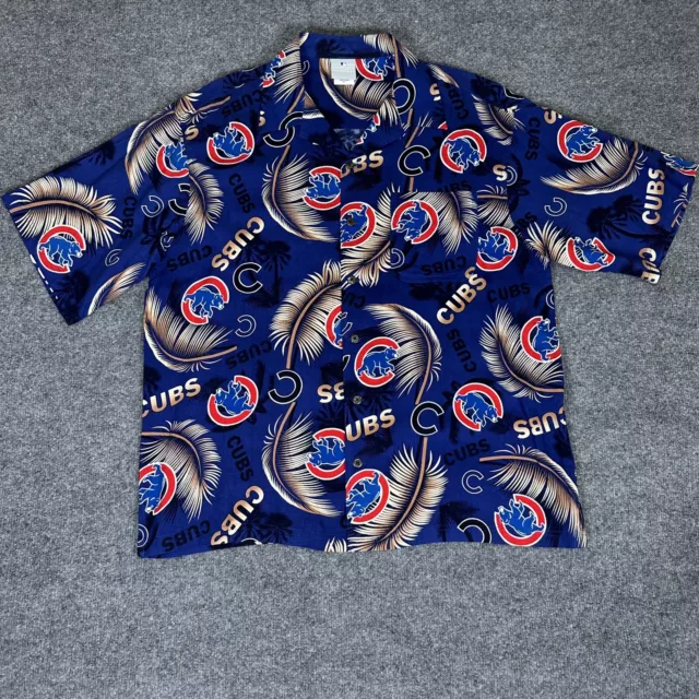 Chicago Cubs Hawaiian Shirt Mens Blue Large Short Sleeve Cubbies MLB Adult