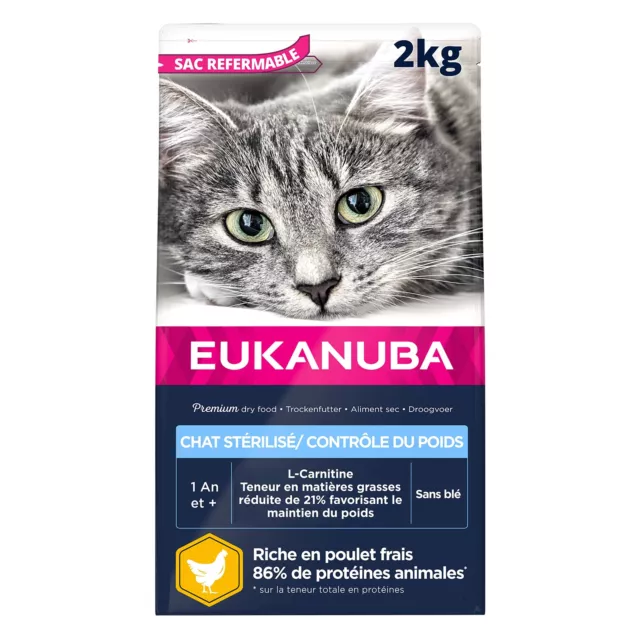 Eukanuba Chat Adulte Stérilisé / Contrôle du Poids Toutes Races Poulet 2kg