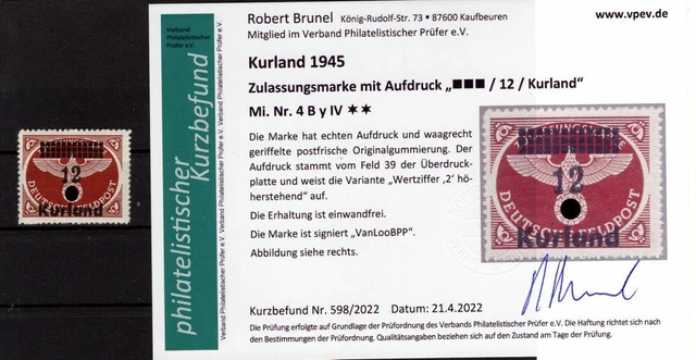 Kurland 4ByIV ABART ** POSTFRISCH+gepr. Befund -,-EUR (K7296