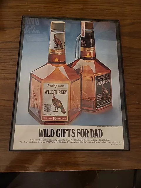 Wild Turkey Bourbon Kentucky Print Ad 1976 Framed 8.5x11  Wild Gifts For Dad