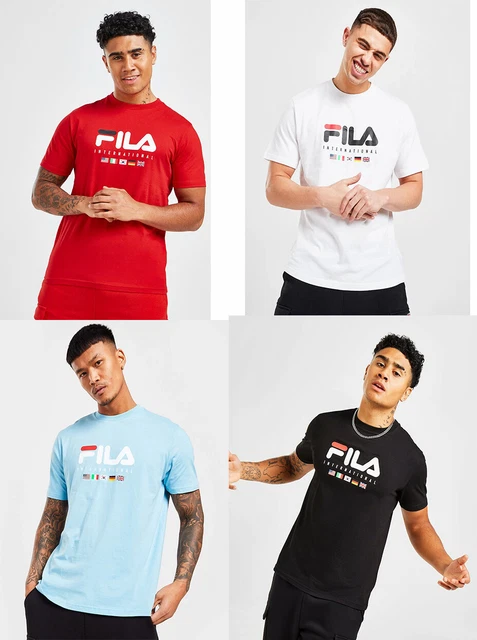 Fila Men Crew neck Flag Logo Cotton Jersey Basic T shirt Top Tee Tshirt XS-2XL