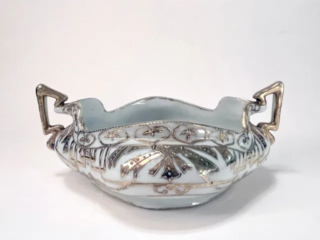 c1920 Tame & Nakamura Art Nouveau Bowl, Moriuyama Style, Japan, 2 Handles, Gilt