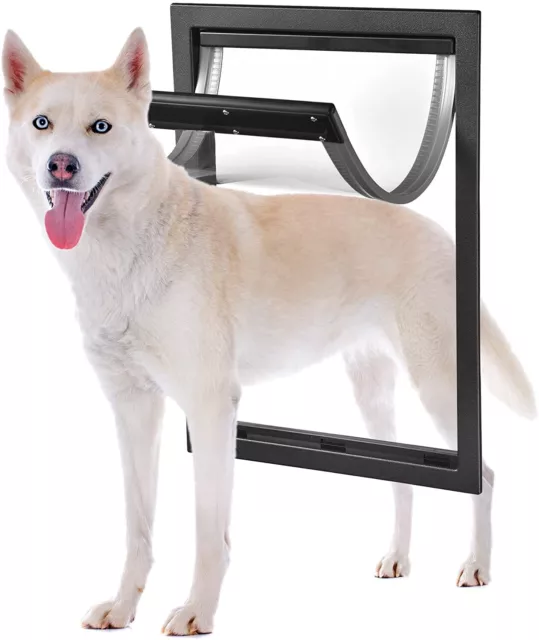 Black XXL 64*44CM Pet Doors Flaps Large Medium Cat Dog Frame+Lock Security Panel