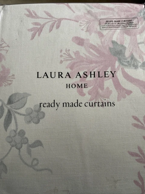 Laura Ashley Honeysuckle Trail Cyclamen Curtains 88x90' With Matching Tie Backs