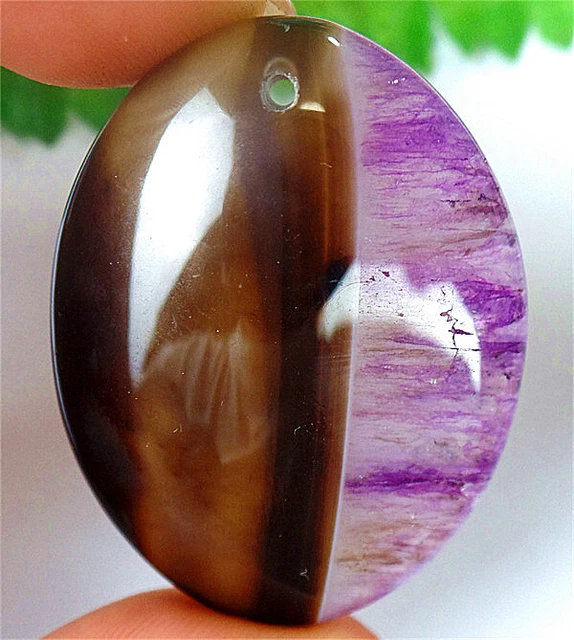 43x32x7mm Purple and Brown Druzy Geode Agate Oval Pendant Bead BQ66373