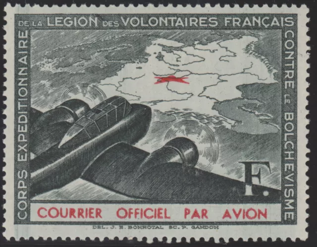 Deutsche Post in Frankreich: Flugpostvignette II b postfrisch, 1941