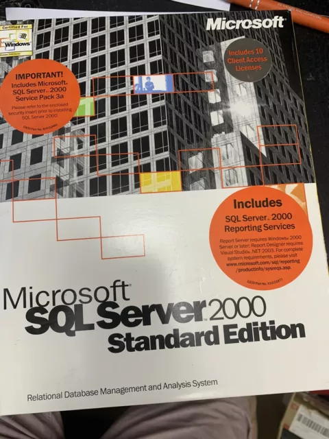 vintage microsoft sql server 2000 standard edition with 10cal rare