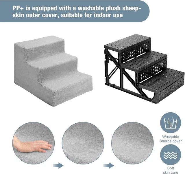 Hunderampe 3-stufig Mit Abnehmbarer Abdeckung - Rutschfest Für Kleine Hunde