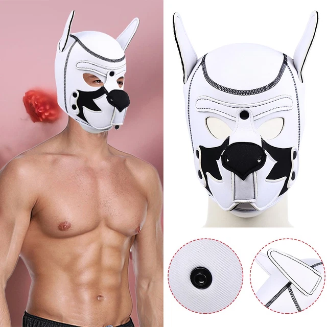 Padded Latex Dog Mask – Full Head Puppy Role Play Cosplay Mask For Couples (Christmas Theme)
