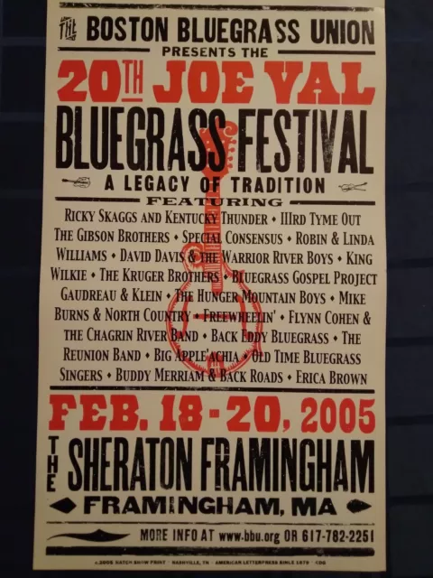 Boston Bluegrass Union 20th Joe Val Bluegrass Festival Poster