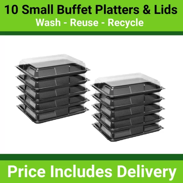 10 x Small Catering Platters/Trays & Lids  | For Sandwiches, Buffets and Parties